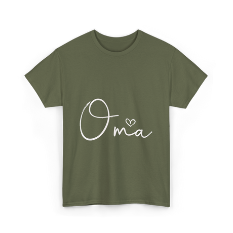 Oma Heart Grandma Family T-Shirt - Military Green