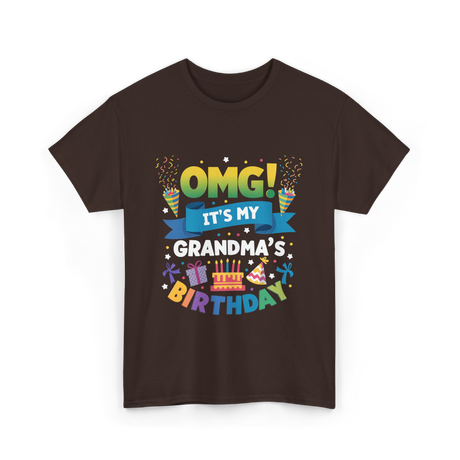 OMG It's My Grandma Birthday Celebration T-Shirt - Dark Chocolate