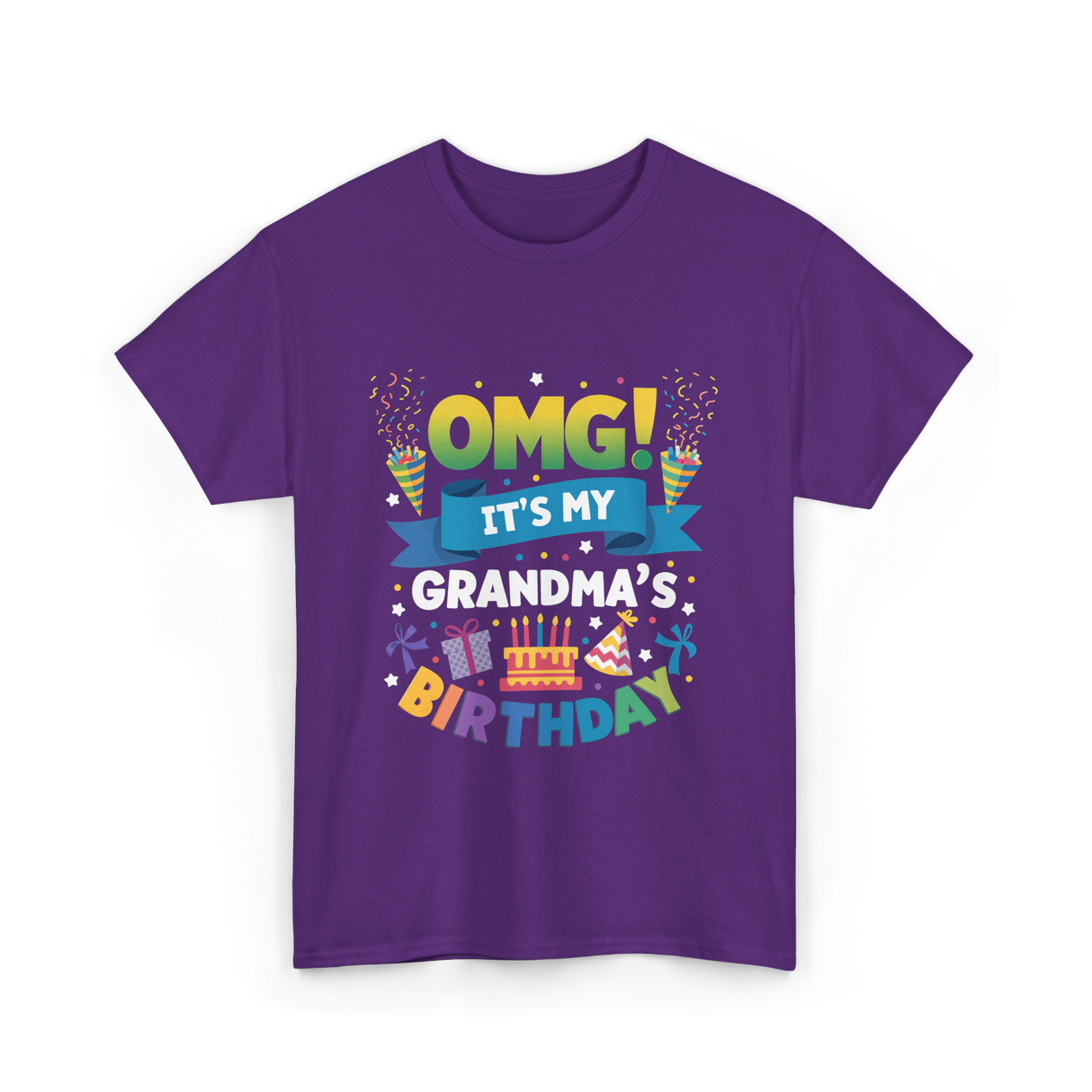 OMG It's My Grandma Birthday Celebration T-Shirt - Purple