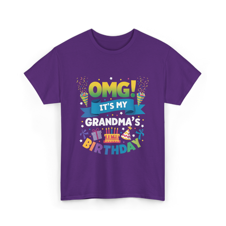 OMG It's My Grandma Birthday Celebration T-Shirt - Purple