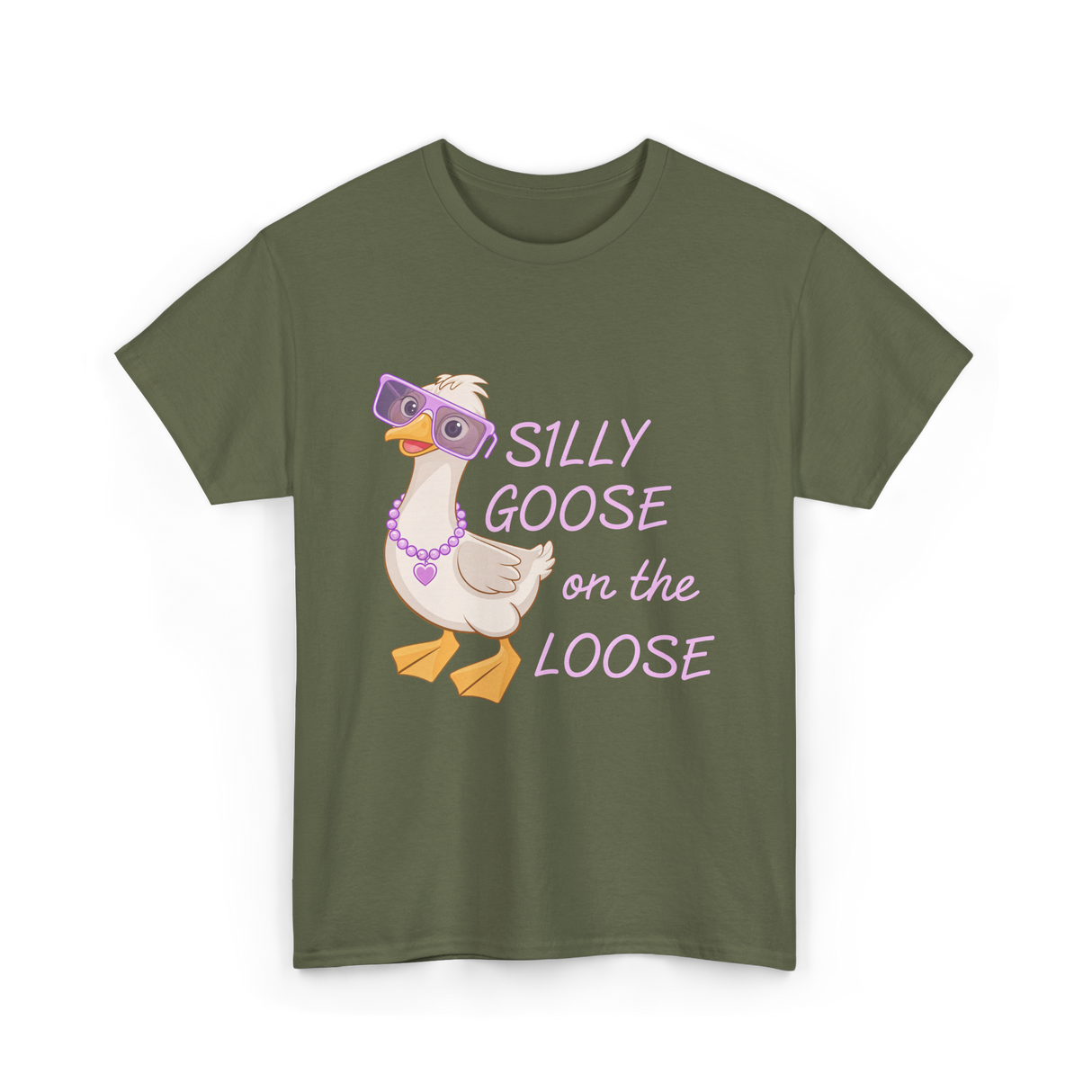 On The Loose Goose T-Shirt - Military Green