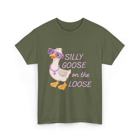 On The Loose Goose T-Shirt - Military Green