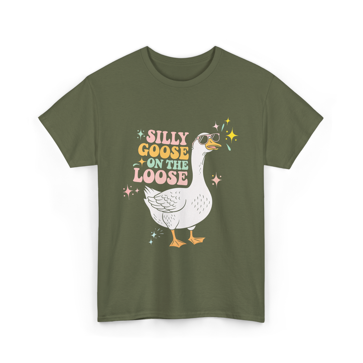 On The Loose Goose T-Shirt - Military Green