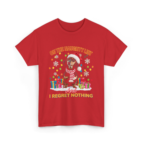 On The Naughty List Dachshund T-Shirt - Red