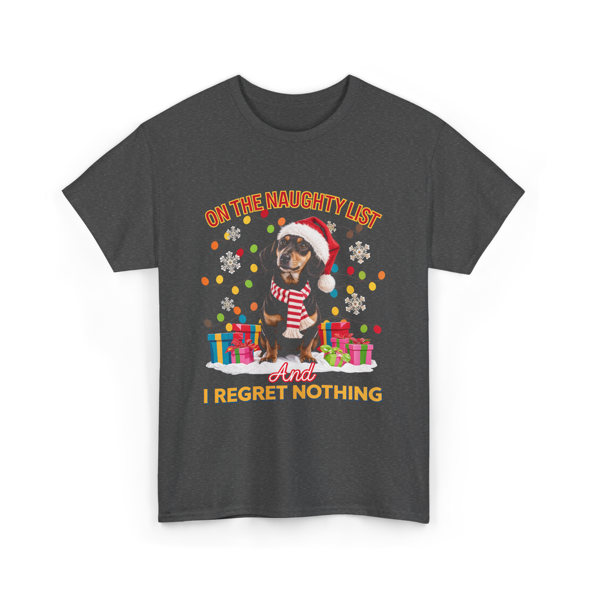 On The Naughty List Dachshund T-Shirt - Dark Heather