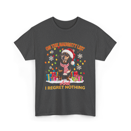 On The Naughty List Dachshund T-Shirt - Dark Heather