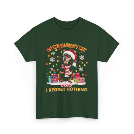 On The Naughty List Dachshund T-Shirt - Forest Green