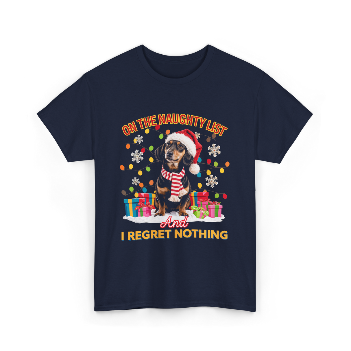 On The Naughty List Dachshund T-Shirt - Navy