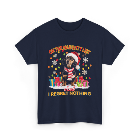 On The Naughty List Dachshund T-Shirt - Navy