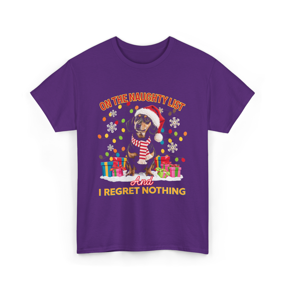 On The Naughty List Dachshund T-Shirt - Purple