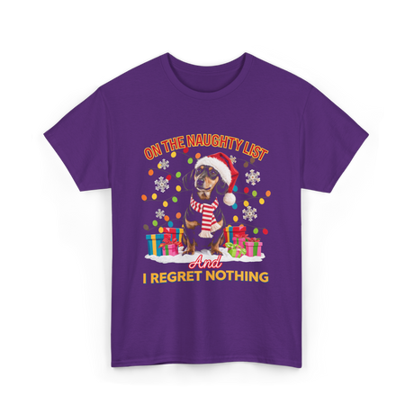 On The Naughty List Dachshund T-Shirt - Purple