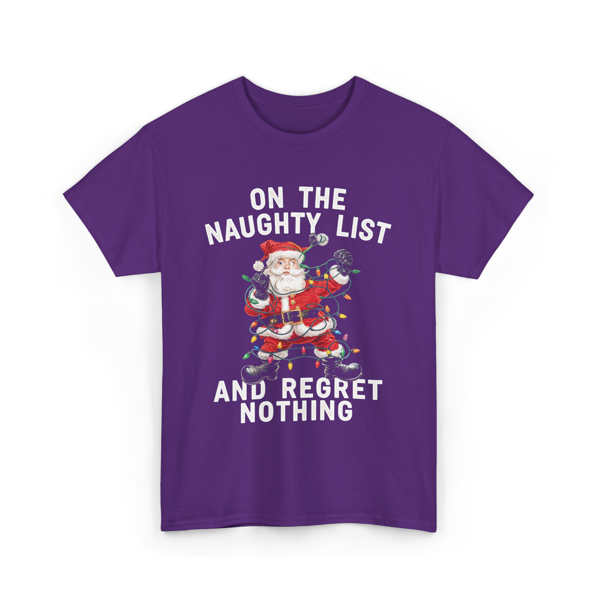 On the Naughty List Santa T-Shirt - Purple