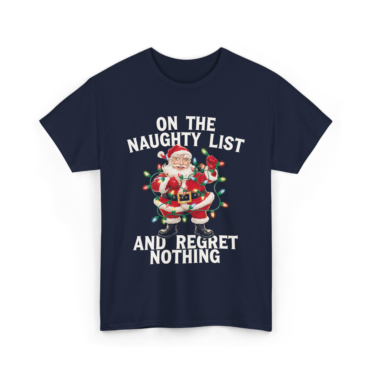 On the Naughty List Santa T-Shirt - Navy