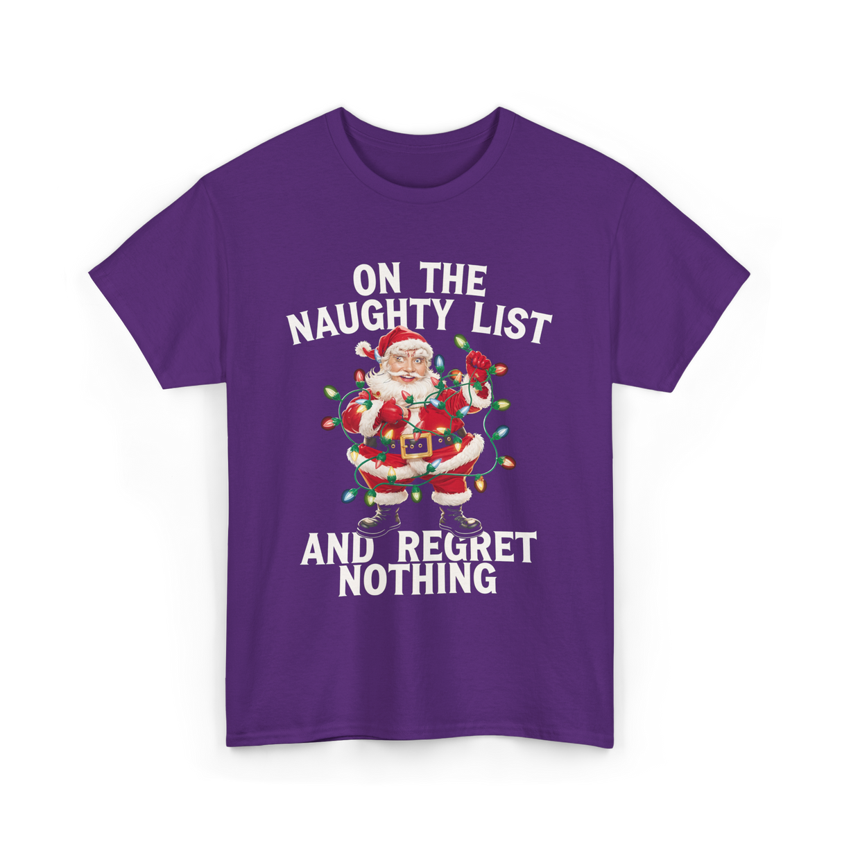 On the Naughty List Santa T-Shirt - Purple