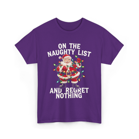 On the Naughty List Santa T-Shirt - Purple