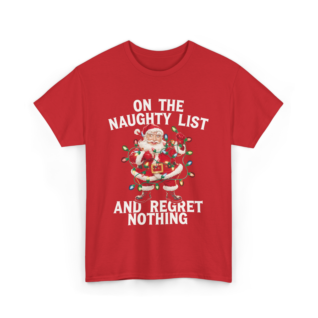 On the Naughty List Santa T-Shirt - Red