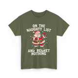 On the Naughty List Santa T-Shirt - Military Green