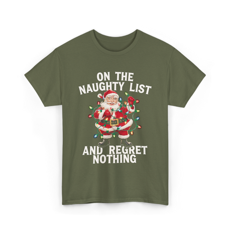 On the Naughty List Santa T-Shirt - Military Green