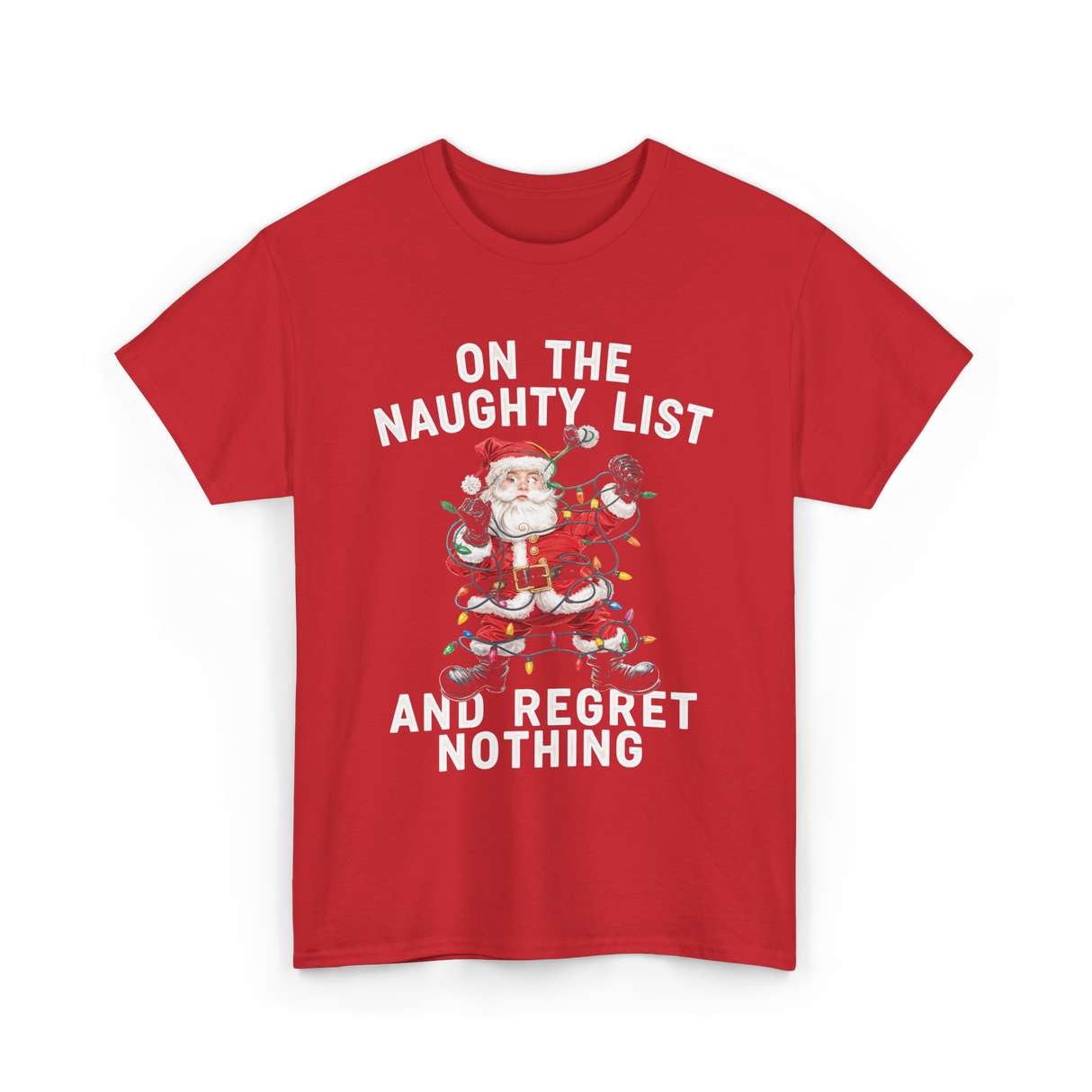 On the Naughty List Santa T-Shirt - Red