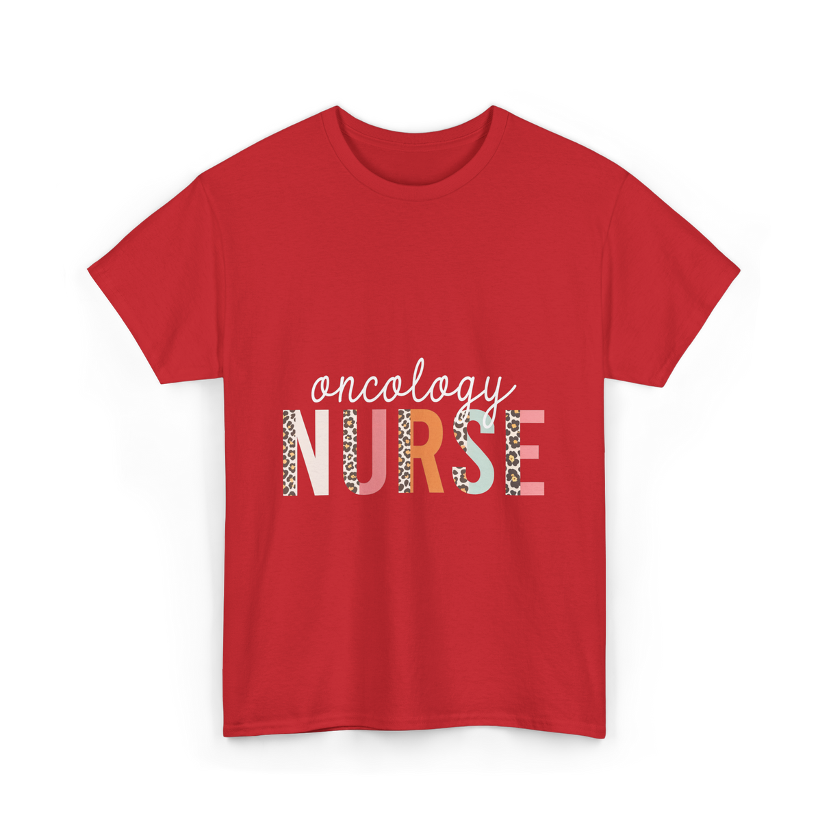 Oncology Nurse Nursing School Leopard Print T-Shirt - Red