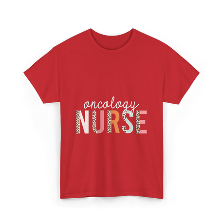 Oncology Nurse Nursing School Leopard Print T-Shirt - Red