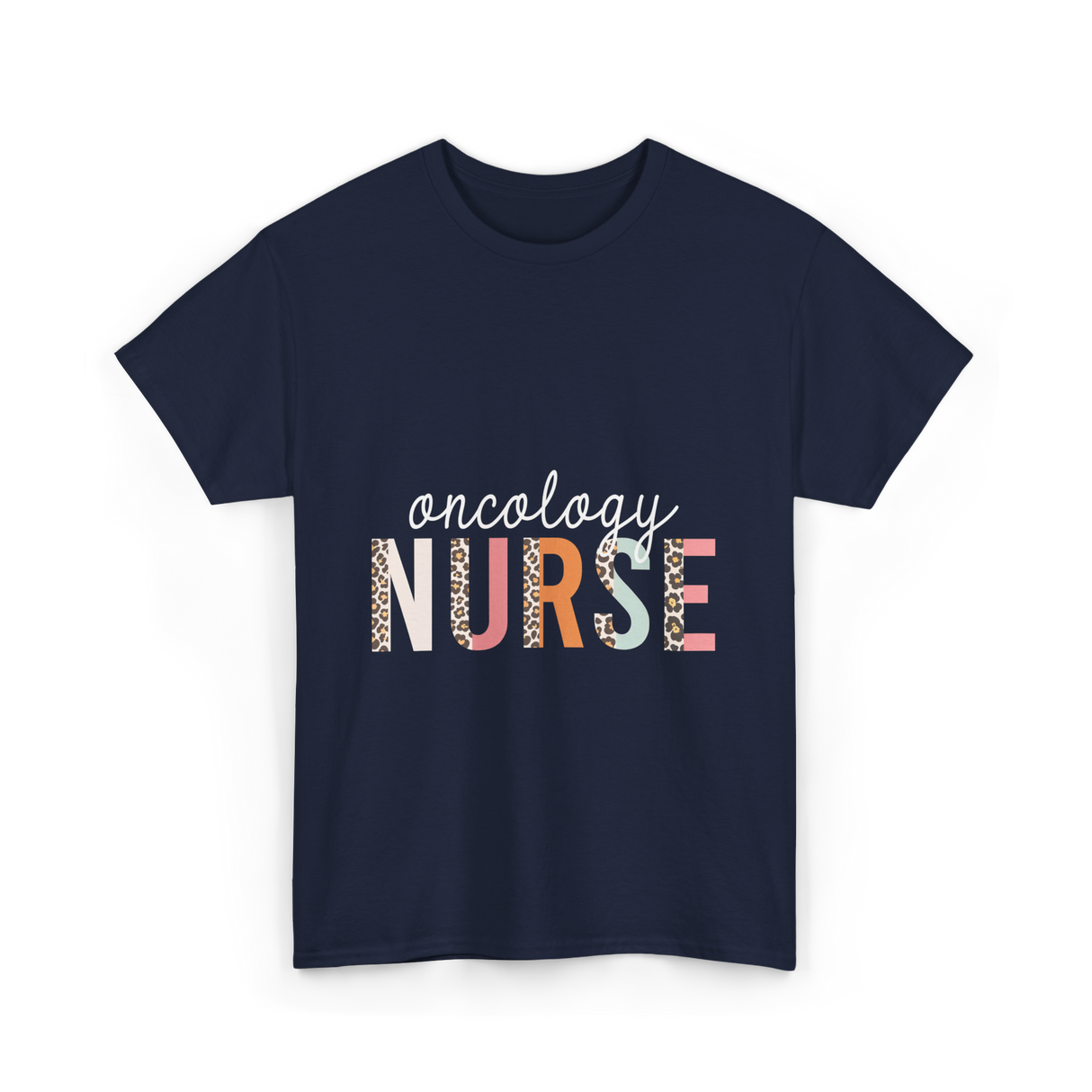 Oncology Nurse Nursing School Leopard Print T-Shirt - Navy