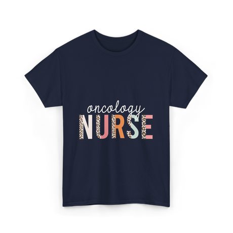 Oncology Nurse Nursing School Leopard Print T-Shirt - Navy