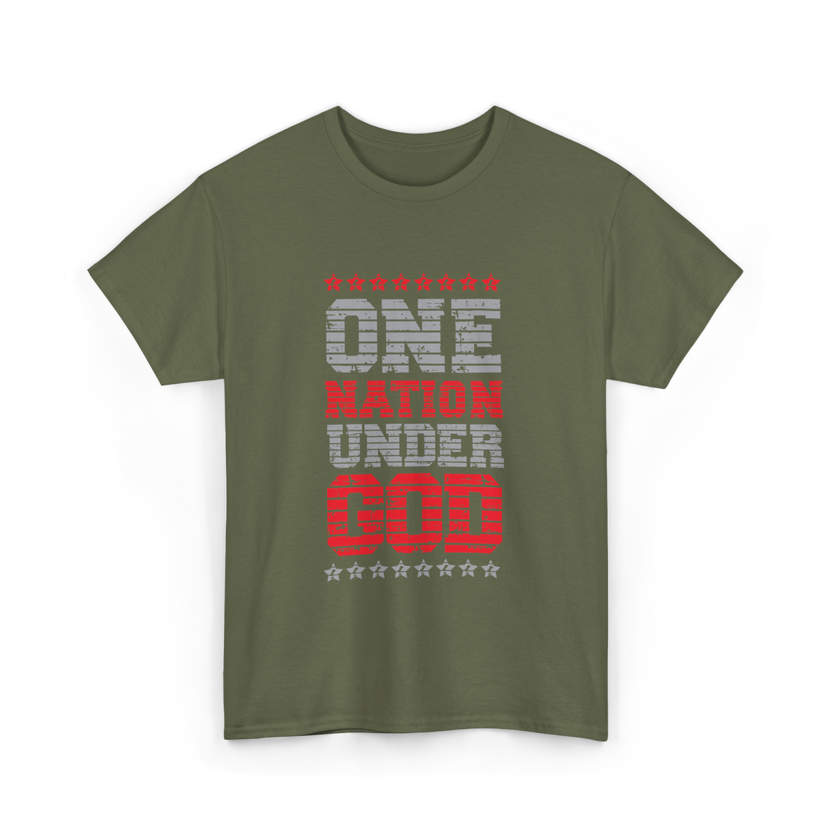 One Nation Under God Patriotic T-Shirt - Military Green