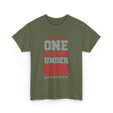 One Nation Under God Patriotic T-Shirt - Military Green