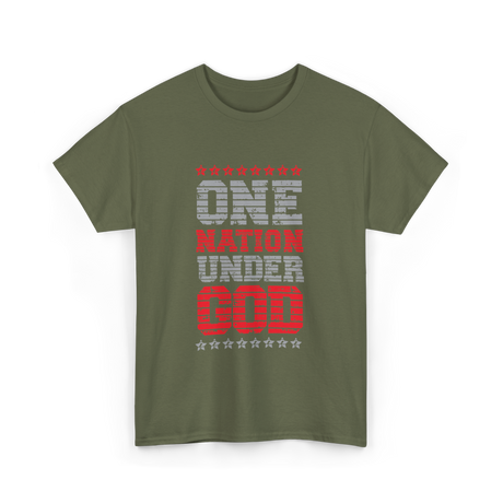 One Nation Under God Patriotic T-Shirt - Military Green