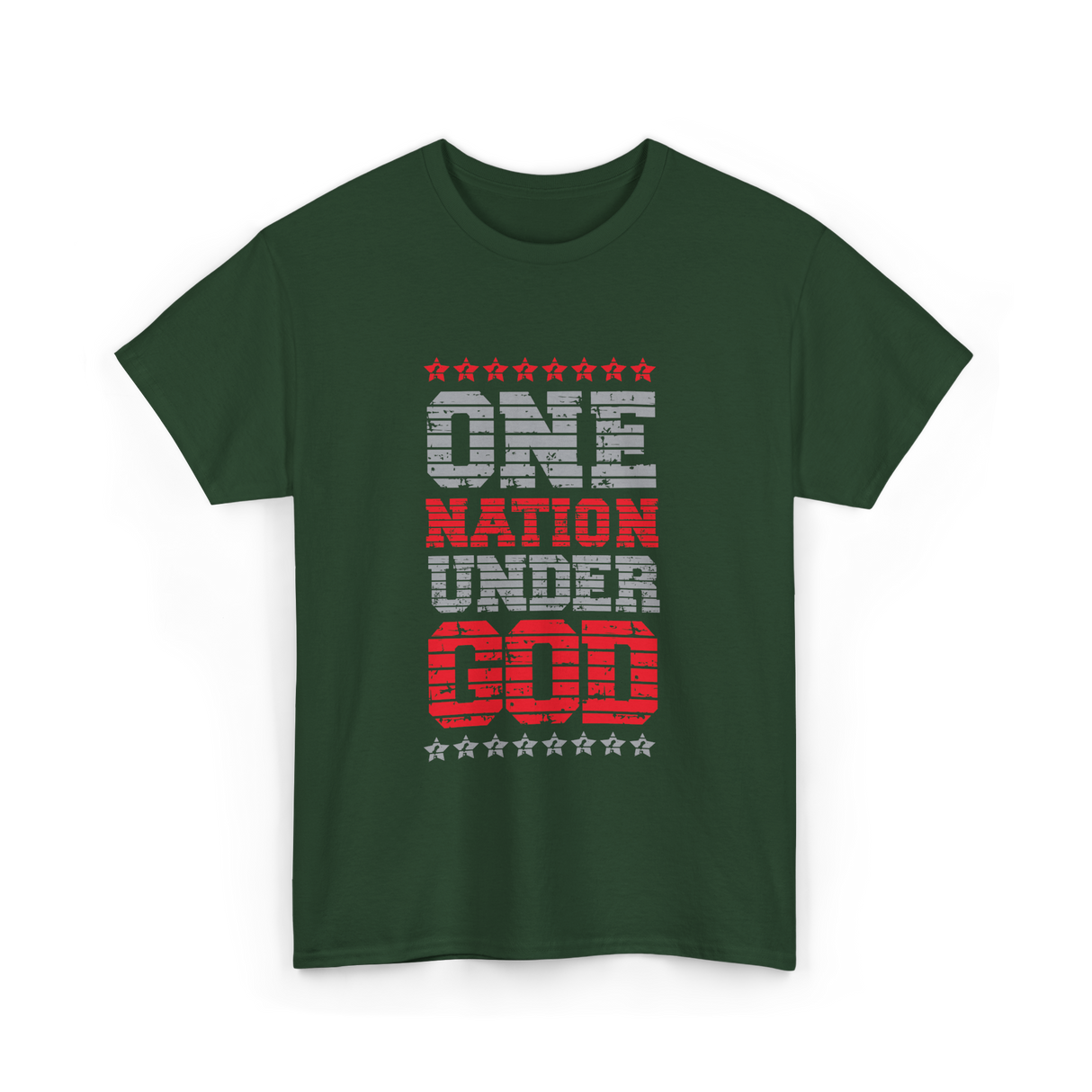 One Nation Under God Patriotic T-Shirt - Forest Green