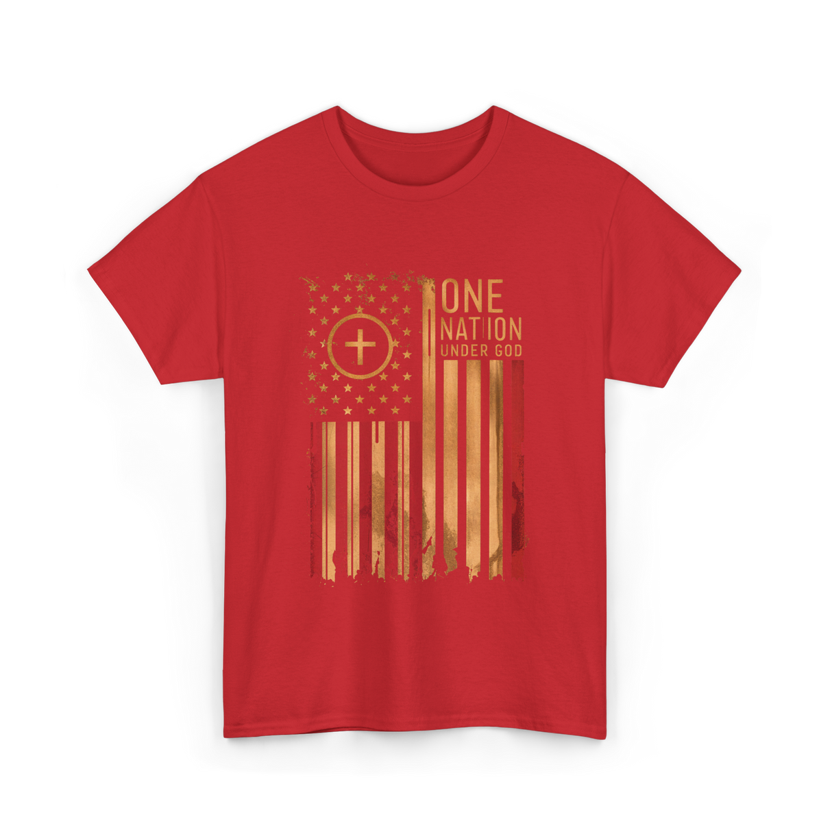 One Nation Under God Patriotism T-Shirt - Red