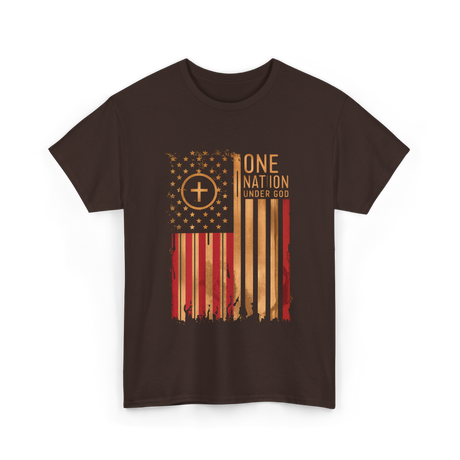 One Nation Under God Patriotism T-Shirt - Dark Chocolate