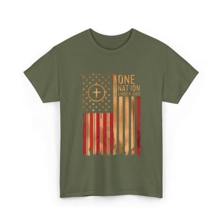 One Nation Under God Patriotism T-Shirt - Military Green