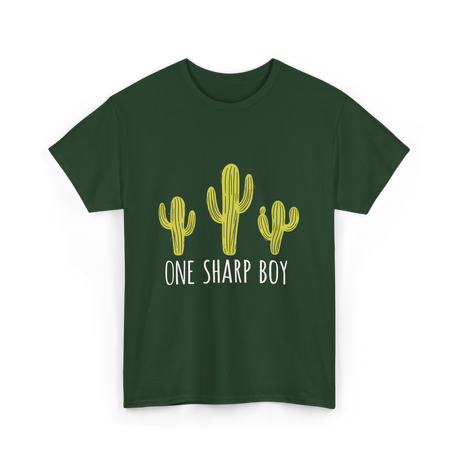 One Sharp Boy Cactus Cacti T-Shirt - Forest Green