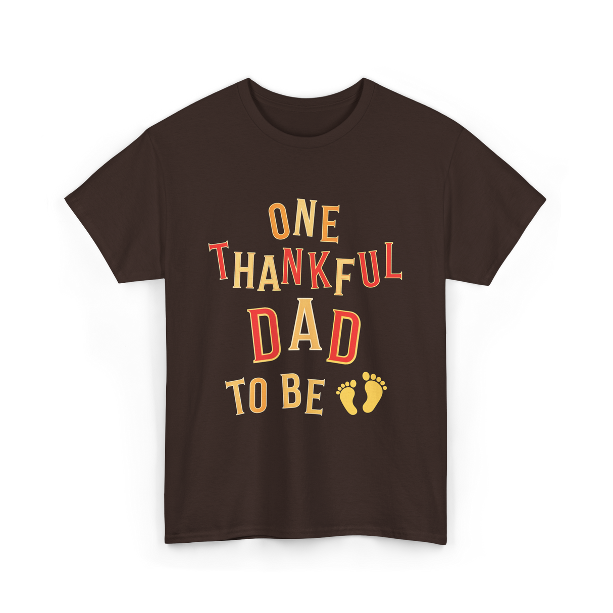 One Thankful Dad To Be Announcement T-Shirt - Dark Chocolate