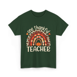 One Thankful Teacher Thanksgiving Teacher T-Shirt - Forest Green