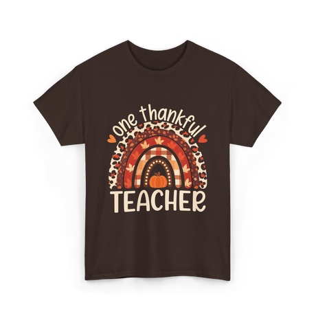 One Thankful Teacher Thanksgiving Teacher T-Shirt - Dark Chocolate