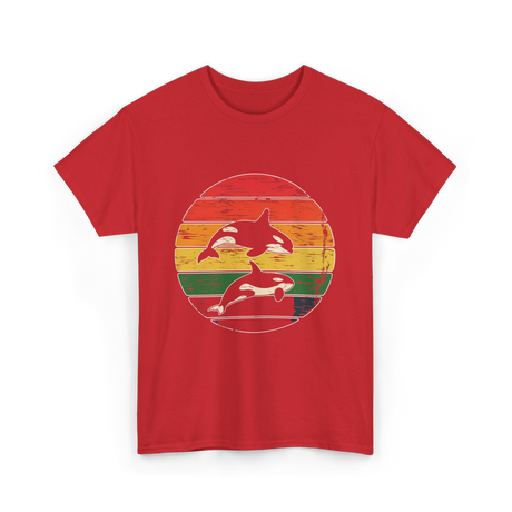 Orca Family Retro Art Orca T-Shirt - Red