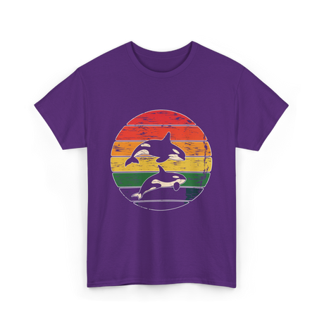 Orca Family Retro Art Orca T-Shirt - Purple