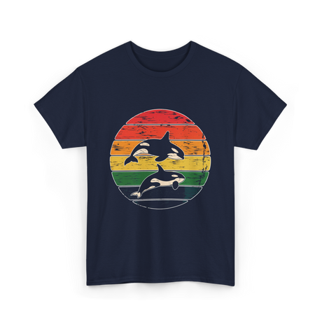 Orca Family Retro Art Orca T-Shirt - Navy