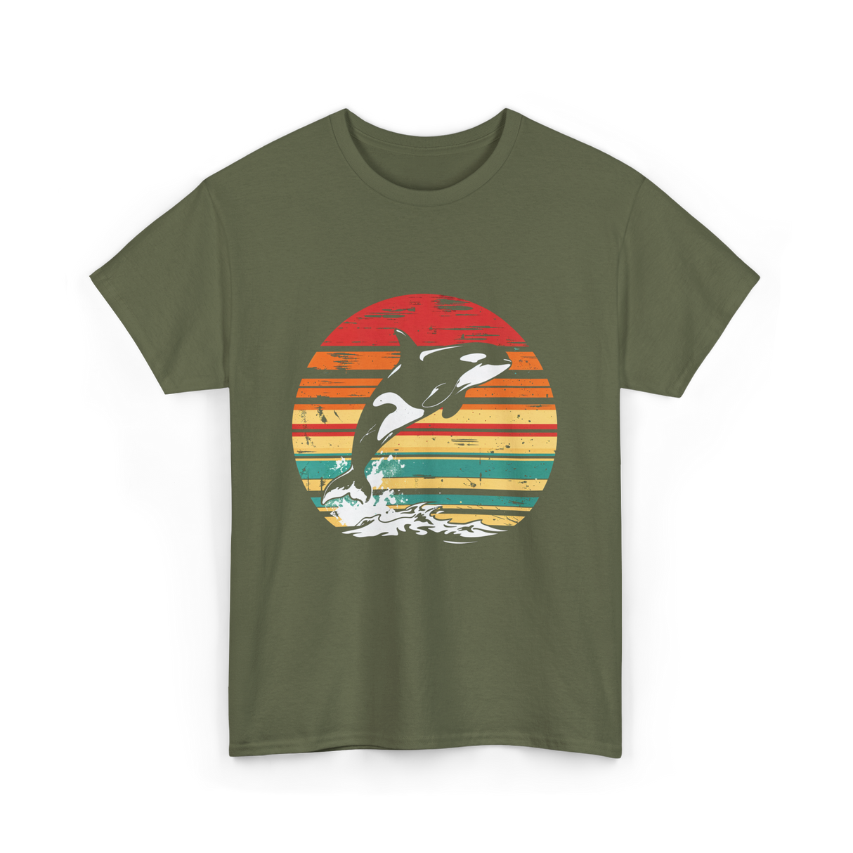 Orca Killer Whale Wildlife T-Shirt - Military Green