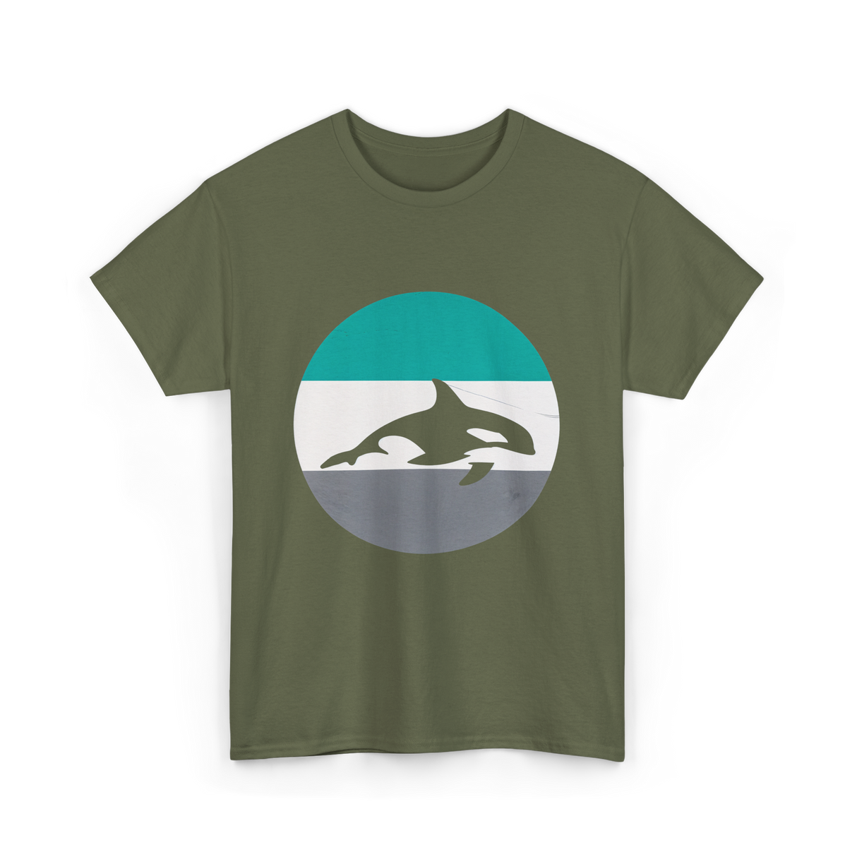 Orca Retro Design Orcas T-Shirt - Military Green