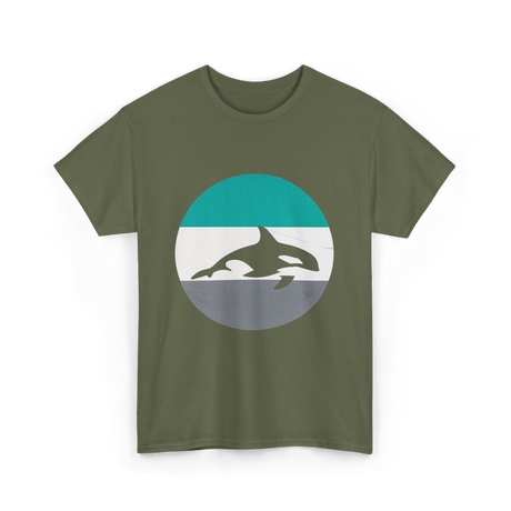 Orca Retro Design Orcas T-Shirt - Military Green