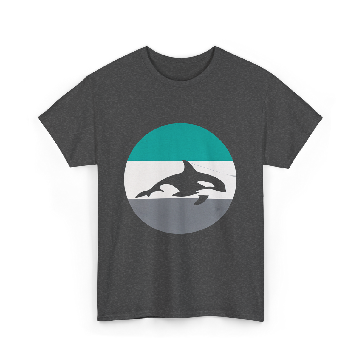 Orca Retro Design Orcas T-Shirt - Dark Heather