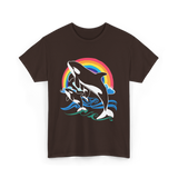 Orca Whale Jumping Orcas T-Shirt - Dark Chocolate