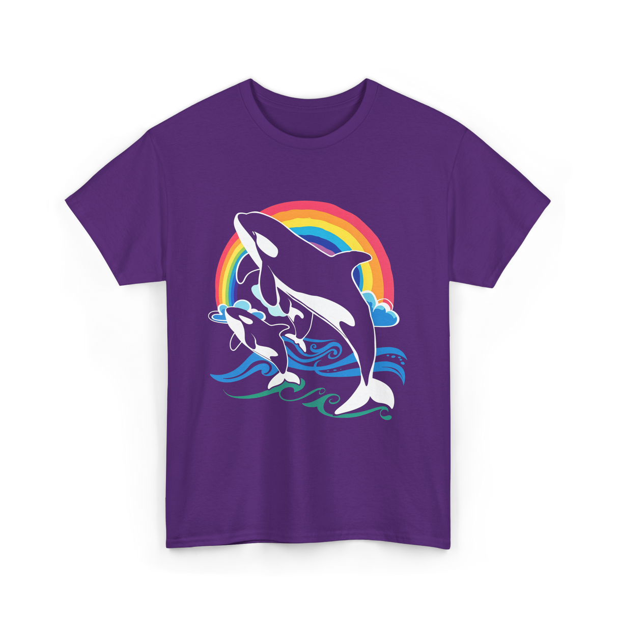 Orca Whale Jumping Orcas T-Shirt - Purple