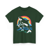 Orca Whale Jumping Orcas T-Shirt - Forest Green