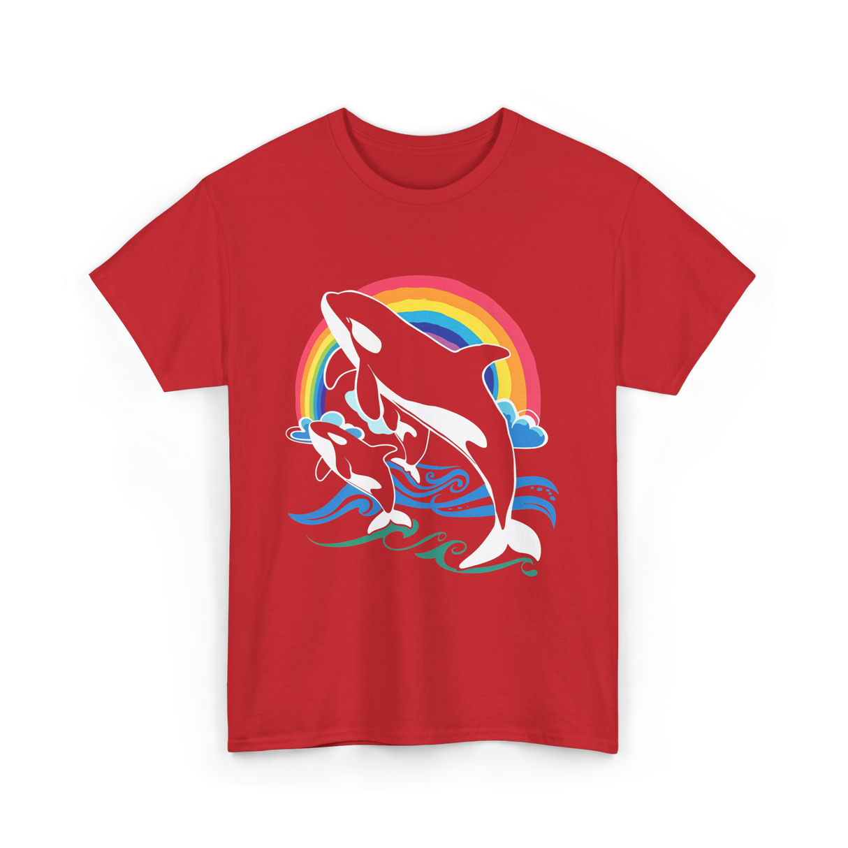 Orca Whale Jumping Orcas T-Shirt - Red