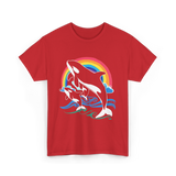 Orca Whale Jumping Orcas T-Shirt - Red